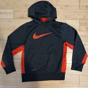 Nike Kids Grey and Orange Hoodie
